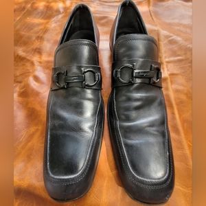 Black Leather Ferragamo Loafers